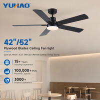 Ventilateur de plafond LED silencieux avec télécommande, moteur BLDC, pales en contreplaqué, 42-52 pouces, pour salon, salle à manger, chambre à coucher - Fabrication OEM/ODM