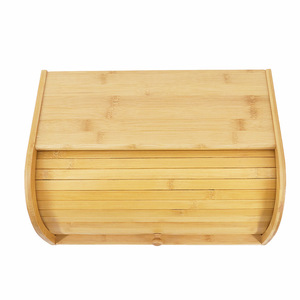 Factory wholesale <b>bamboo</b> multi-functional bread box roll shutter kitchen food, pastry, and cake storage box (square shape) - Product Image 2