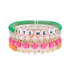 Corda transfrontaliera con <span class=keywords><strong>cuore</strong></span> intrecciato grazioso bracciale da donna placcato in oro con perline con lettere colorate regolabili fatte a mano - Product Image 4