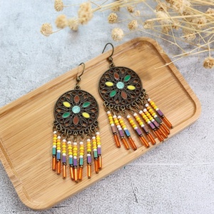 MoyaMiya Boucles d'oreilles pendantes ethniques bohèmes classiques faites à la main 60 + Multi Choice Tassel Design Vintage Thailand Holiday Style - Product Image 4