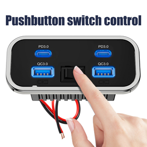 Зарядное устройство 24В для быстрой зарядки, адаптер питания с двумя <span class=keywords><strong>USB</strong></span>-портами, розетка с двумя <span class=keywords><strong>USB</strong></span>-A и двумя <span class=keywords><strong>USB</strong></span>-C портами 20Вт, LED-вольтметр - Product Image 3