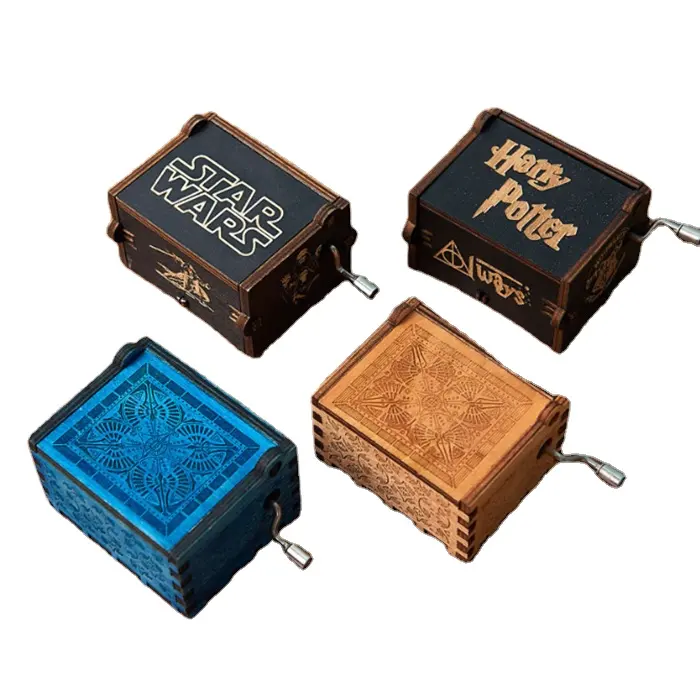 On Sale Promotional Gift Collection Music Boxes Wood Square YX Grinding of Tower Style Music Box Wood for Birthday Gift YXS0001
