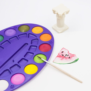 12 couleurs artiste aquarelle peinture ensemble avec pinceau sec solide <span class=keywords><strong>Gouache</strong></span> pour enfants papier dessin - Product Image 5