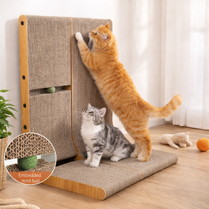 Tiragraffi per Gatti a L Grande in Cartone Ondulato, Protezione Murale per Gatti da Interno, con Palla Interattiva per Affilare le Unghie - Product Image 2