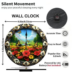 Round Wooden Wall <b>Clock</b> 25Cm Handcrafted Wood Grain Silent Non Ticking Home Decor Art <b>Clock</b> - Product Image 3