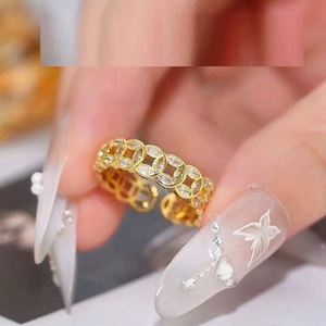 Anillo de Dedo con Moneda de los Cinco Emperadores, Chapado en Oro, con Circonitas, para Mujer, Joyería Feng Shui, Estilo Chino de Lujo - Product Image 4