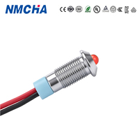 Lampu Indikator LED Merah Tahan Air IP65 Pabrik DQ-6 2 Kabel Logam Lubang Pemasangan 6mm Lampu Indikator Peralatan