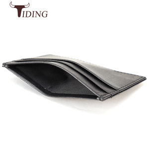 PULIZIA E RIASSETTO Uomo Logo Personalizzato Doppio Lato Sottile <span class=keywords><strong>Nero</strong></span> del Cuoio Genuino del Supporto di Carta di Credito Titolare Della Carta - Product Image 2