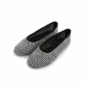 Nuovi arrivi Fashion Women Black Mesh Casual di lusso con strass punta rotonda da ragazza scarpe basse con diamanti - Product Image 1
