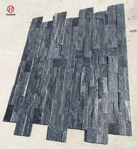 Natural Black Quartzite <strong>Slate</strong> 3D Wall Stone Cladding European-Style <strong>Split</strong> <strong>Face</strong> Wall Panels for Exterior Villa Tile - Product Image 1