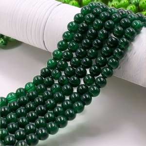 Cuentas de Cristal de Jade Verde Liso Redondas de 10 mm, Listas para Enviar, Bolas de Vidrio de Piedras Preciosas para Hacer Joyería Personalizada para Hombres y Mujeres - Product Image 2