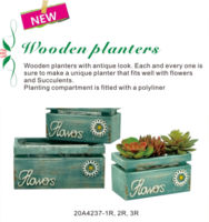 Pots et caisses à fleurs en bois colorés Carol avec décoration d'outils métalliques uniques, style américain, sculptés à la main pour la maison et le jardin