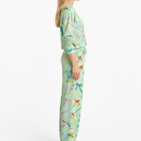 Pyjama d'hiver de luxe à impression numérique personnalisée pour femmes, ensemble en coton de haute qualité, ensemble deux pièces, vêtements pour femmes, vêtements de nuit de Noël