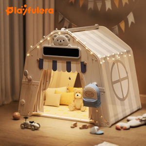 Kids Indoor Plastic Playhouse Tent with Drawing Board Building Blocks-Multifunctional Activity Center for Early Learning Safety - Product Image 6