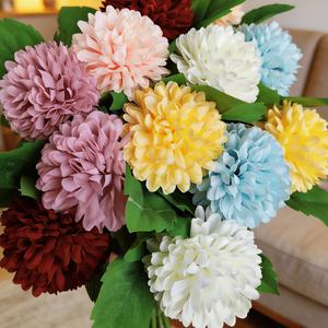 Plantes en pot artificielles transfrontalières : Faux chrysanthème à tige unique, boule de fleurs, boule de fleurs à épines pour arrangements floraux, décoration de restaurant, mariage - Product Image 2