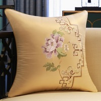 Nouvelles housses de coussin en soie brodées style chinois oiseaux et fleurs de haute qualité 2026 – Élégantes taies d'oreiller florales pour la maison