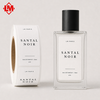 Étiquette autocollante rectangulaire blanche personnalisée pour parfum, impression noire mate, rouleau d'étiquettes pour flacon cosmétique, pour Eau de Parfum