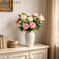 DALLISTEN Vente directe usine – Pivoine artificielle 64 cm effet naturel, tige unique, pour centre de table de mariage, arrangement floral, commande en gros