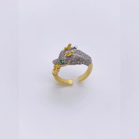 Nouvelle bague en or cristal chinois conçue sur mesure bague de paire de dragon ouverte plaquée or 3D