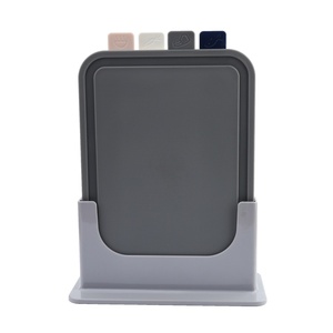 Hot Sale 4pcs Double Sided Coded <b>Plastic</b> Cutting Boards Set With Holder - Product Image 2