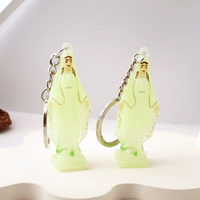 Porte-clés en résine bicolore, statue lumineuse de la Vierge Marie, cadeau religieux catholique pour baptême