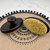 Brosse exfoliante pour le corps adulte en bois de hêtre, finition style antique, manche court, poils doux et ferme pour le frottement du dos, nettoyage en profondeur