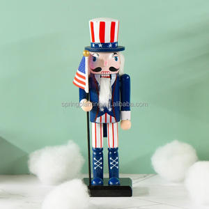 SPRING PLANTING 25cm American-style Flag-bearer Soldier <b>Nutcracker</b> - Christmas Decoration Wooden Figure Christmas Decoration - Product Image 1