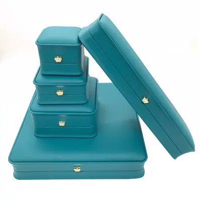 Crown Filet Custom Hoge Kwaliteit Blauw Roze Wit Pu Lederen Sieraden Gift Box Ring Hanger Ketting Sieraden Verpakkingsdozen