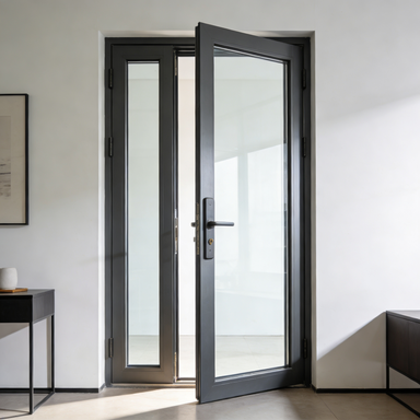 Kalashi Modern Interior Aluminum Glass Swing Door Soundproof Hinged Door for Bedroom Office Apartment