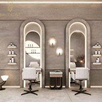Station de travail pour salon de coiffure, mobilier de salon de beauté, design d'intérieur personnalisé pour salon de coiffure, personnalisation complète de la pièce, décoration de magasin