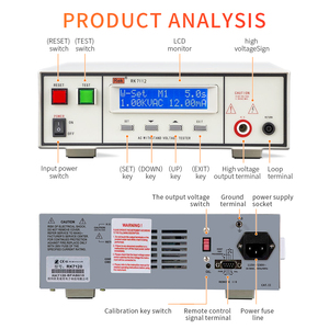 เครื่องทดสอบ Hipot 5kV 12mA แบบตั้งโปรแกรมได้ รองรับแรงดันไฟฟ้า พร้อมอินเทอร์เฟซ PLC รับประกัน 1 ปี - Product Image 3