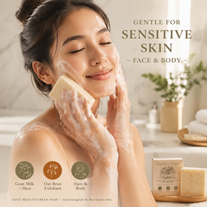 Savon au <span class=keywords><strong>lait</strong></span> de chèvre et à la farine d'avoine LIYALAN 100g, exfoliant doux au beurre de karité pour peaux sensibles, visage et corps, marque privée OEM - Product Image 3