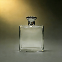 Botella de Perfume Cuadrada de Vidrio Transparente de Lujo - Revestimiento Interior de Embudo con Tapa de Aleación de Zinc/Pulverizador de Niebla Fina Recargable