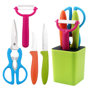 Schilmesjes Set van 4 Eco-vriendelijke Keukenhulpmiddelen met Houder Inclusief Schilmesje Fruitmes Keukenschaar Plastic - Product Image 5