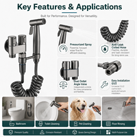 Kit de pulvérisation pour bidet en laiton anthracite, directement de l'usine, avec douchette manuelle et valve, pour les commandes en gros