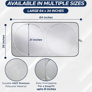 Foldable Front Windshield Sun <b>Shade</b> Polyester UV Sun Heat Car Sun <b>Shades</b> Auto Double Circle Car Sunshade With Custom Logo Print - Product Image 2