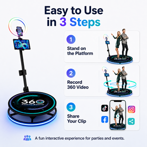 Mejor <span class=keywords><strong>Precio</strong></span> para Cabina de Fotos 360 con Anillo de Luz, Soporte para Teléfono, Control Remoto y Estuche de Transporte, Paquete para 3-4 Personas en UE, EE. UU. y Reino Unido - Product Image 3