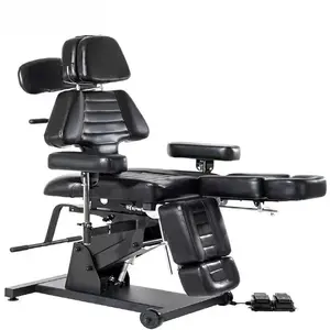 Sillón de Masaje Eléctrico Negro Moderno para Spa, <span class=keywords><strong>Facial</strong></span> y Tatuajes, con 3 Motores, Cama de Masaje de PU Extra Suave, Silla Rodante para Salón de Tatuajes, Equipo de Salón de Belleza - Product Image 1