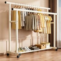 Panier de rangement multi-niveaux en double maille durable pour buanderie, support de vêtements autoportant noir antirouille