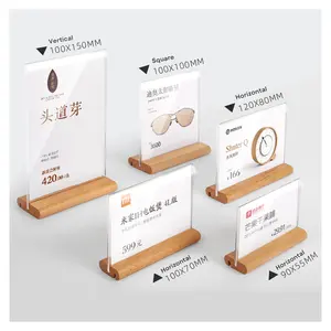 Custom A4 A5 A6 Acrylic Holder Restaurant Company Standing Desktop Acrylic Display Sign Free Sample