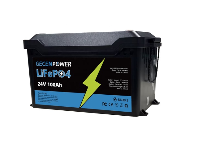 Gecenpower 24v 100ah Lithium Lifepo4 Battery Pack , 6000+ Deep Cycles Rechargeable Battery for Rv Solar Lighting