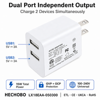 Chargeur mural USB double port Shenzhen Lvxiangyuan 5V 3A avec prises US EU UK, certifié ETL CE UKCA FCC OTP QC 3.0 pour écouteurs et téléphones mobiles