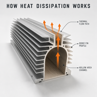 Dissipateur thermique en aluminium sur mesure à profilé haute densité pour refroidissement par eau, dissipation thermique optimisée, pour électronique de puissance de station de recharge EV, OEM