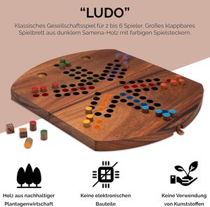 <span class=keywords><strong>Ludo</strong></span> para 6 Jugadores - Juego <span class=keywords><strong>de</strong></span> Dados - Juego <span class=keywords><strong>de</strong></span> Mesa - Juego Familiar Ovalado <span class=keywords><strong>de</strong></span> Acacia Sólida con Tablero Plegable - Product Image 3