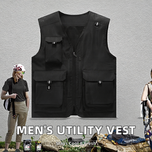 Gilet de sport multifonctionnel pour homme, nouvelle collection 2023, vente en gros, multi-poches, grande capacité, mode, fermeture éclair, respirant - Product Image 2