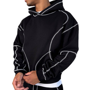 Sweat-shirt à capuche personnalisé avec surpiqûres contrastées pour homme, sweat-shirt surdimensionné de haute qualité - Product Image 1
