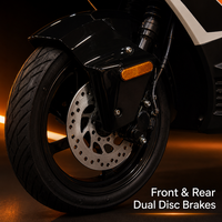 Moto électrique 3000W sans balais 72V 16 pouces homologuée pour la route, pour adultes, 80 km/h+, avec éclairage ambiant LED, ABS, TCS