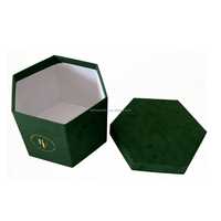Boîte à fleurs de luxe personnalisée en carton et papier suédé hexagonal de qualité supérieure, boîte cadeau florale pour mariage avec couvercle