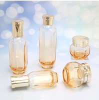 Ensemble d'emballages cosmétiques en verre ambré anti-lumière, forme octogonale, idéal pour sérum anti-âge et crème riche en nutriments