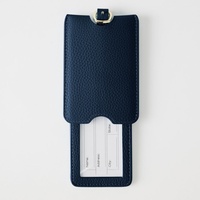 Étiquettes à bagages de haute qualité, logo personnalisé, bleu marine, cuir véritable épais, étiquettes à bagages de voyage